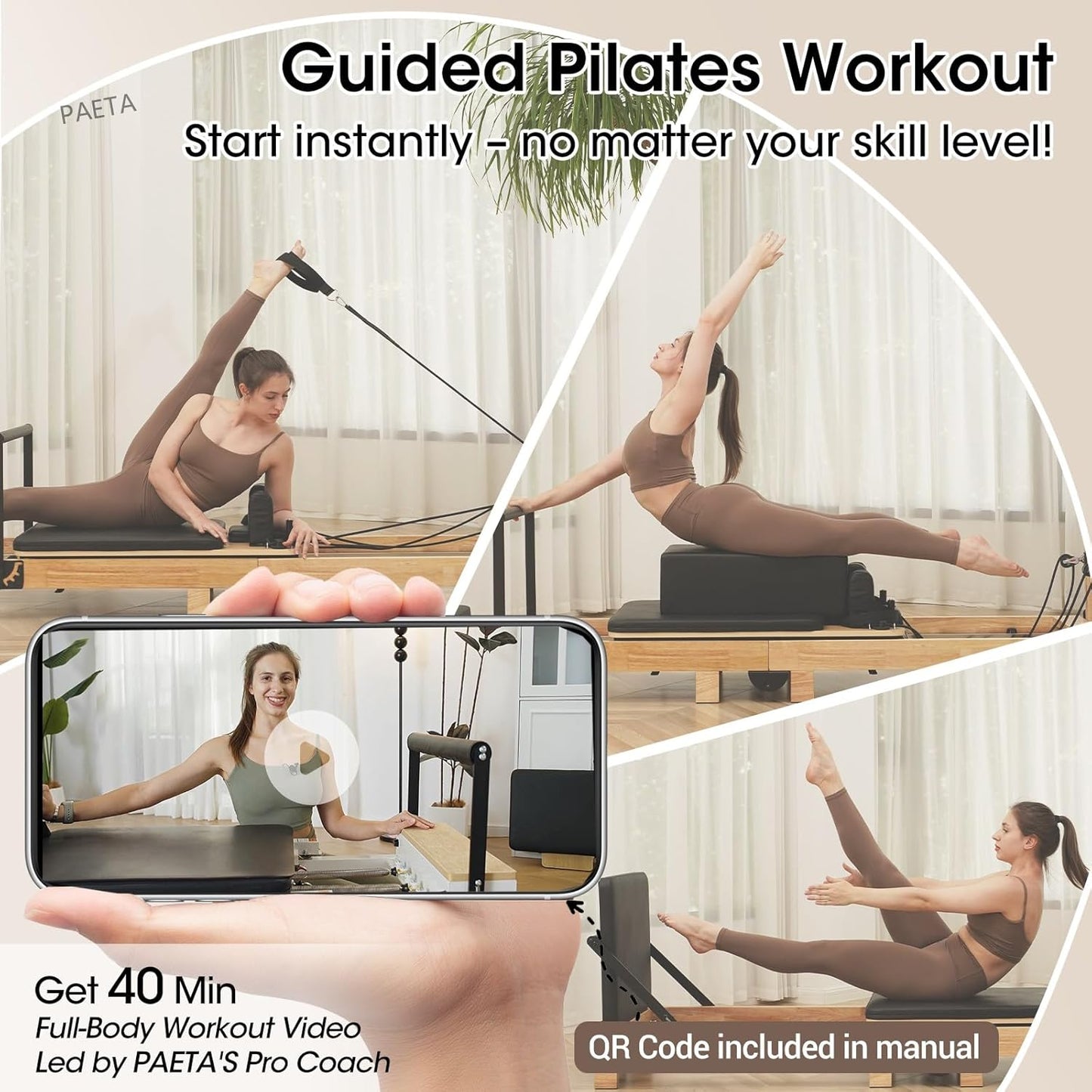 Pilates Reformer,  92" Wooden Pilates Reformer Machine with Springs, Pilates Machines for Home Use and Studio, Pilates Equipment with Sitting Box, Jump Board and Accessories