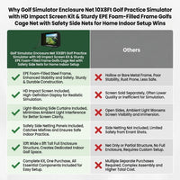 Golf Simulator Enclosure Net 10X8Ft Golf Practice Simulator with HD Impact Screen Kit & Sturdy EPE Foam-Filled Frame Golfs Cage Net with Safety Side Nets for Home Indoor Setup — Comparison