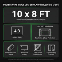 Golf Simulator Enclosure Net 10X8Ft Golf Practice Simulator with HD Impact Screen Kit & Sturdy EPE Foam-Filled Frame Golfs Cage Net with Safety Side Nets for Home Indoor Setup — Results & Stats