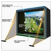 Golf Simulator Enclosure Net 10X8Ft Golf Practice Simulator with HD Impact Screen Kit & Sturdy EPE Foam-Filled Frame Golfs Cage Net with Safety Side Nets for Home Indoor Setup — How It Works