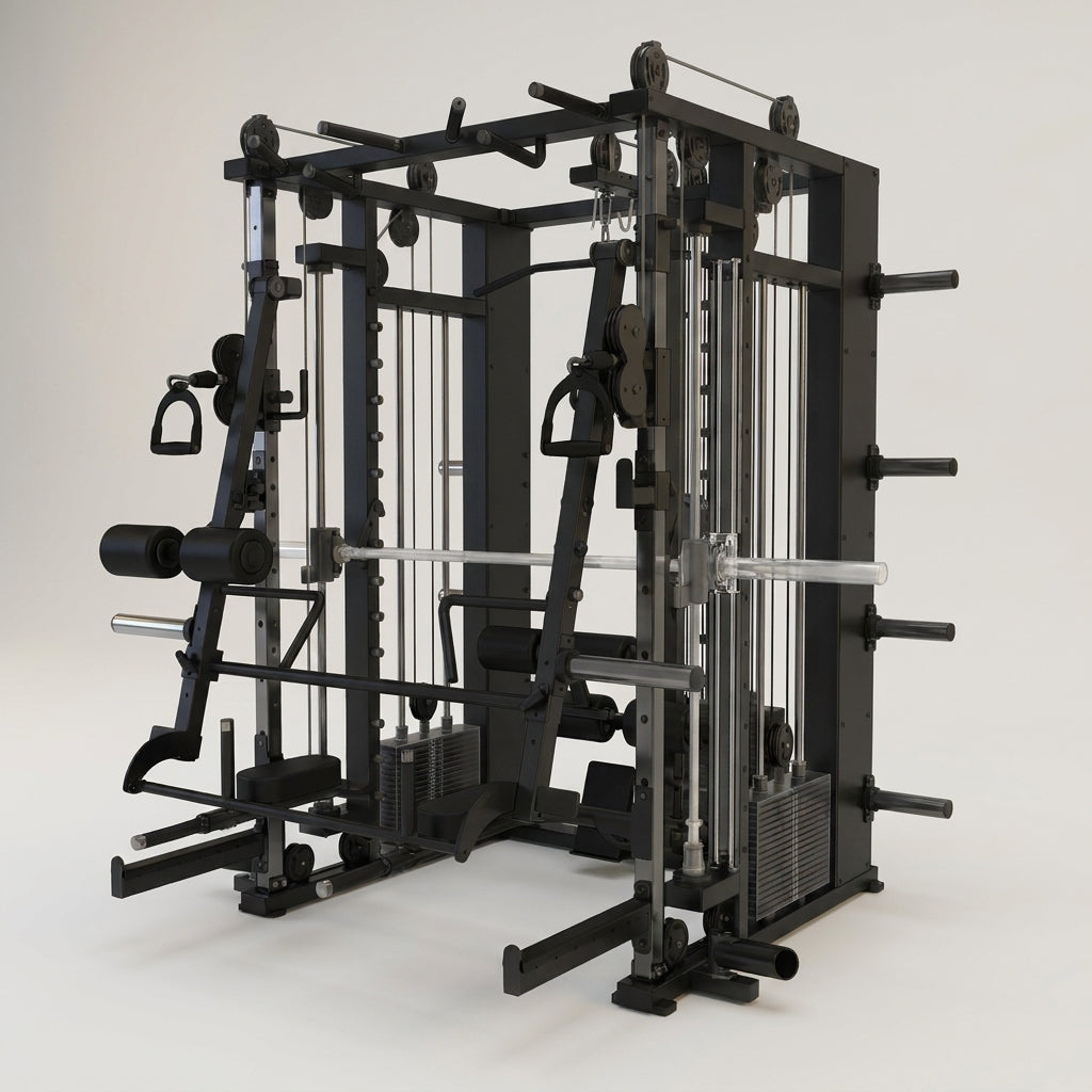 Smith Machine Built for Complete Training, 1000+ Exercises, 3 Cable Systems, Commercial Grade Steel — Studio Shot